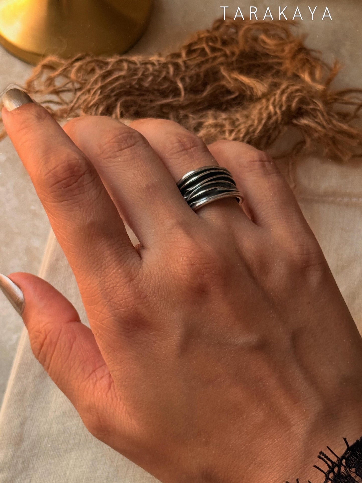925 Sterling Silver Draped Textured Band Ring