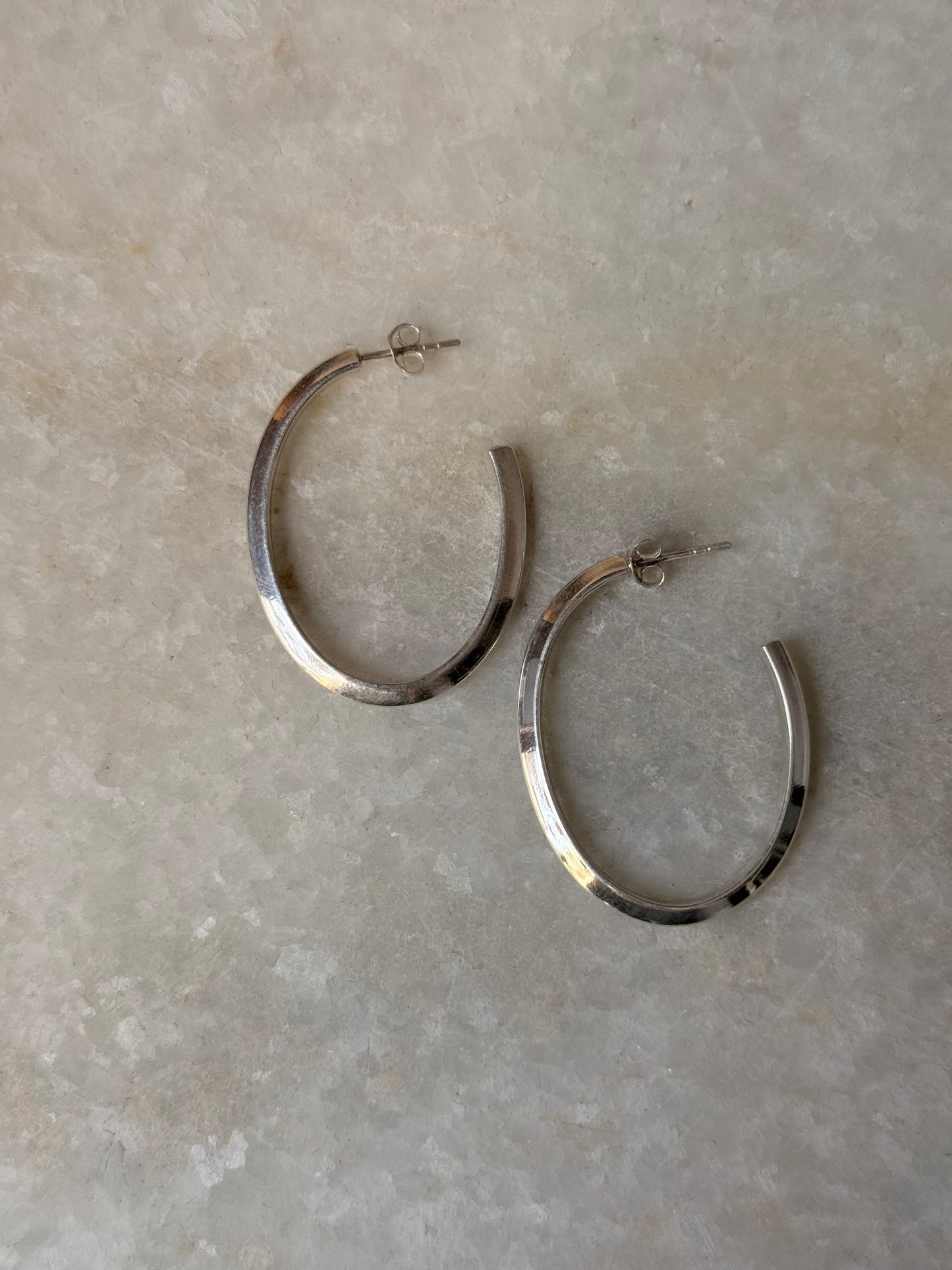 925 Sterling Silver Chunky Italian U Statement Half Hoops
