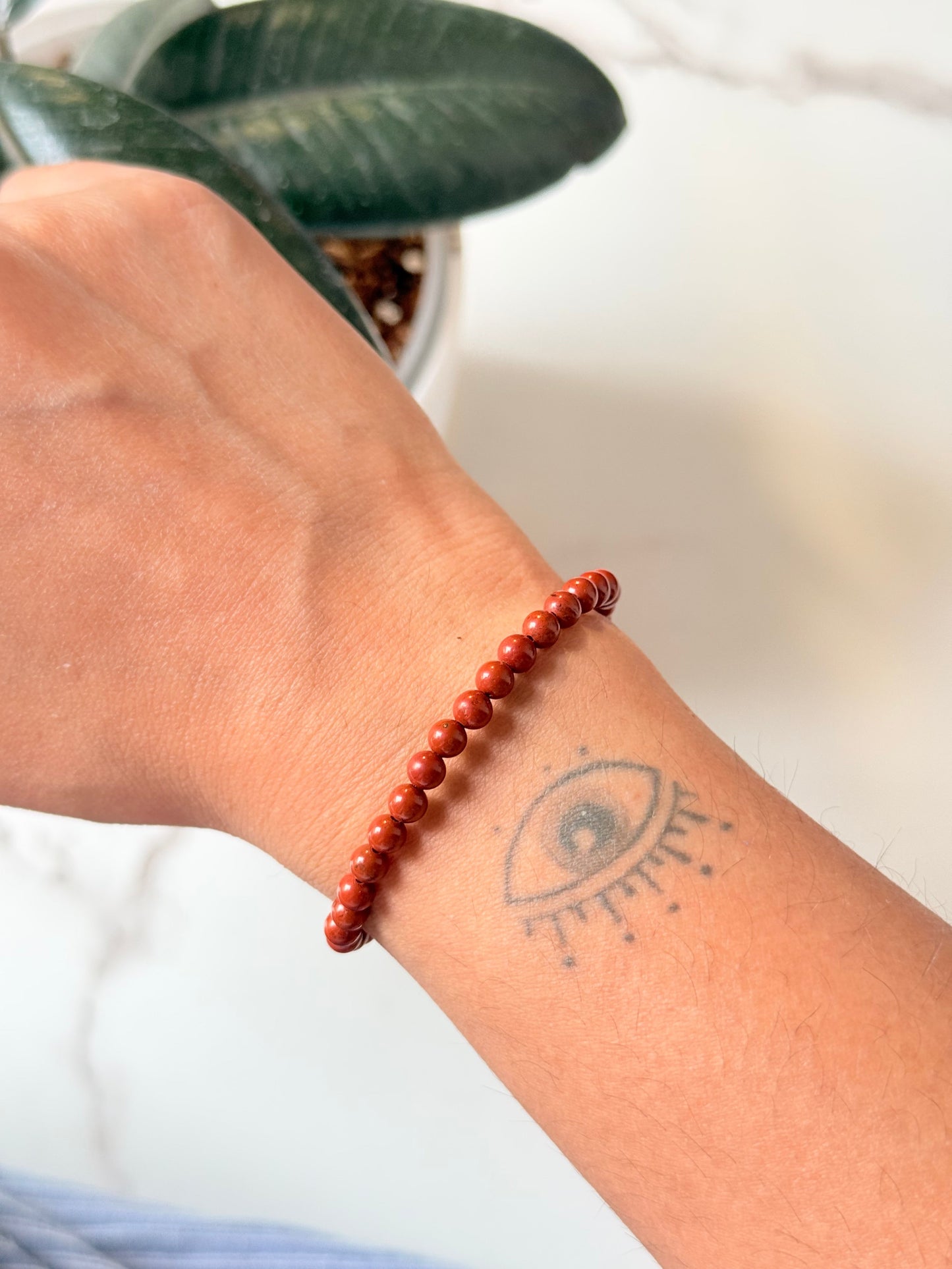 Natural Crystal Red Jasper 4mm Bracelet