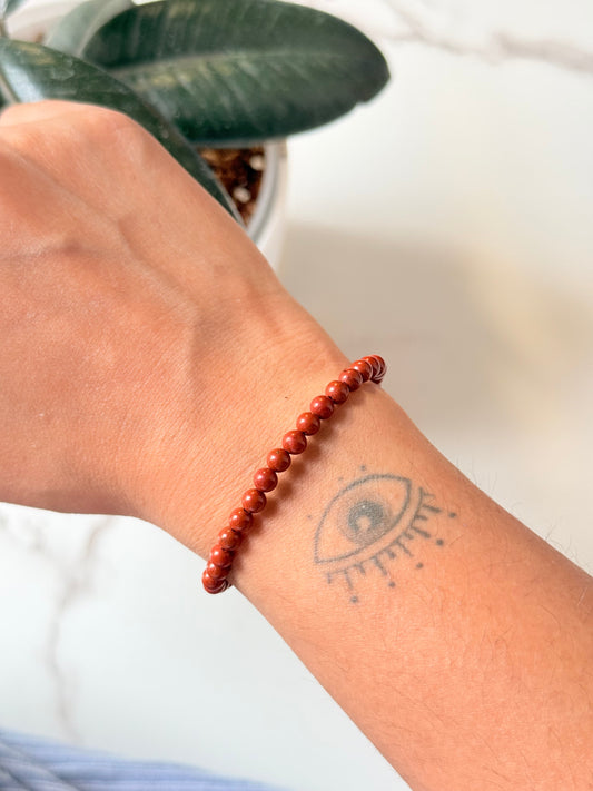 Natural Crystal Red Jasper 4mm Bracelet