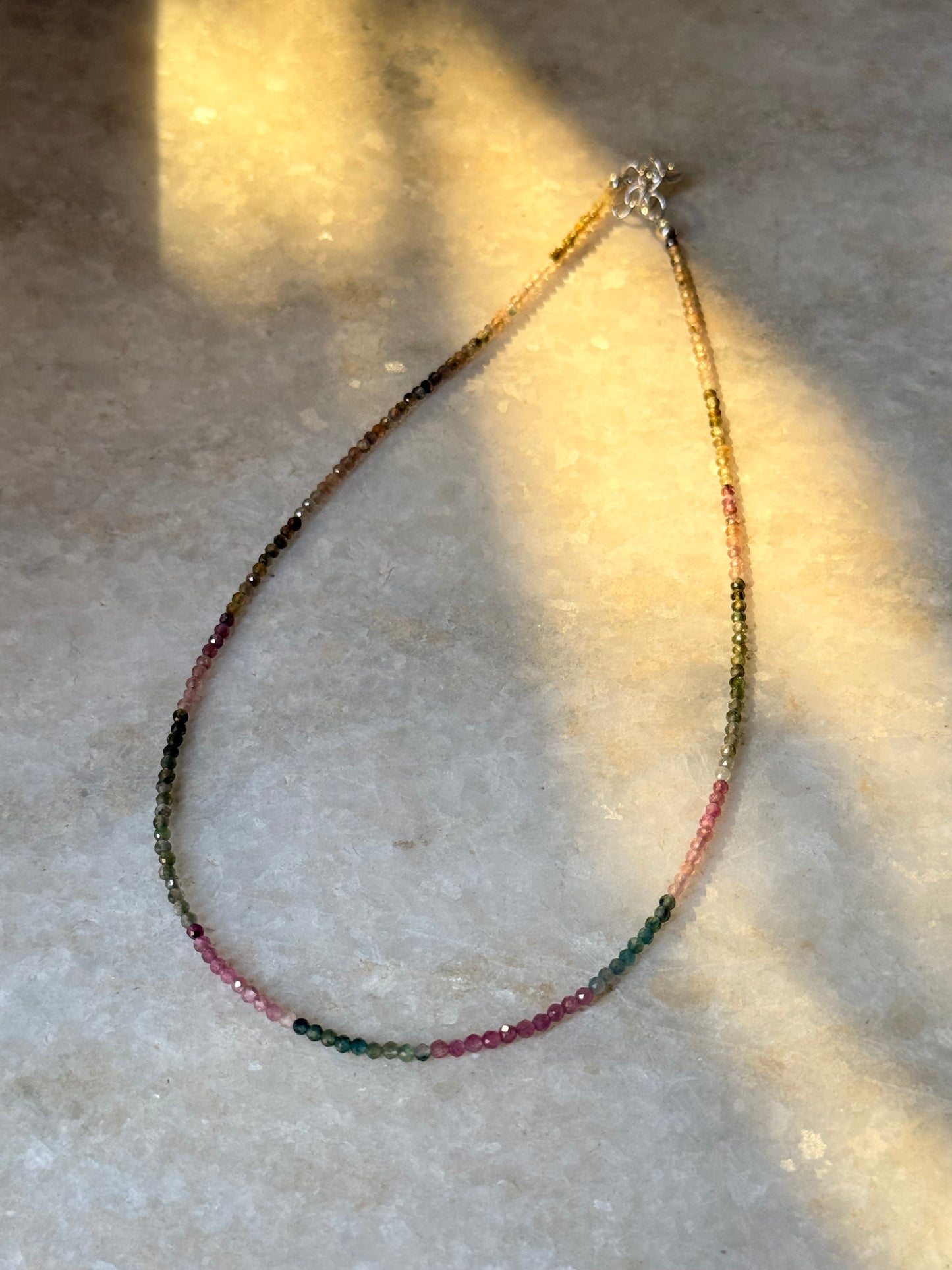 Multi Tourmaline Dark 2MM 925 Sterling Silver Necklace