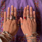 925 Sterling Silver Red Onyx Flower Edge Statement Boho Ring
