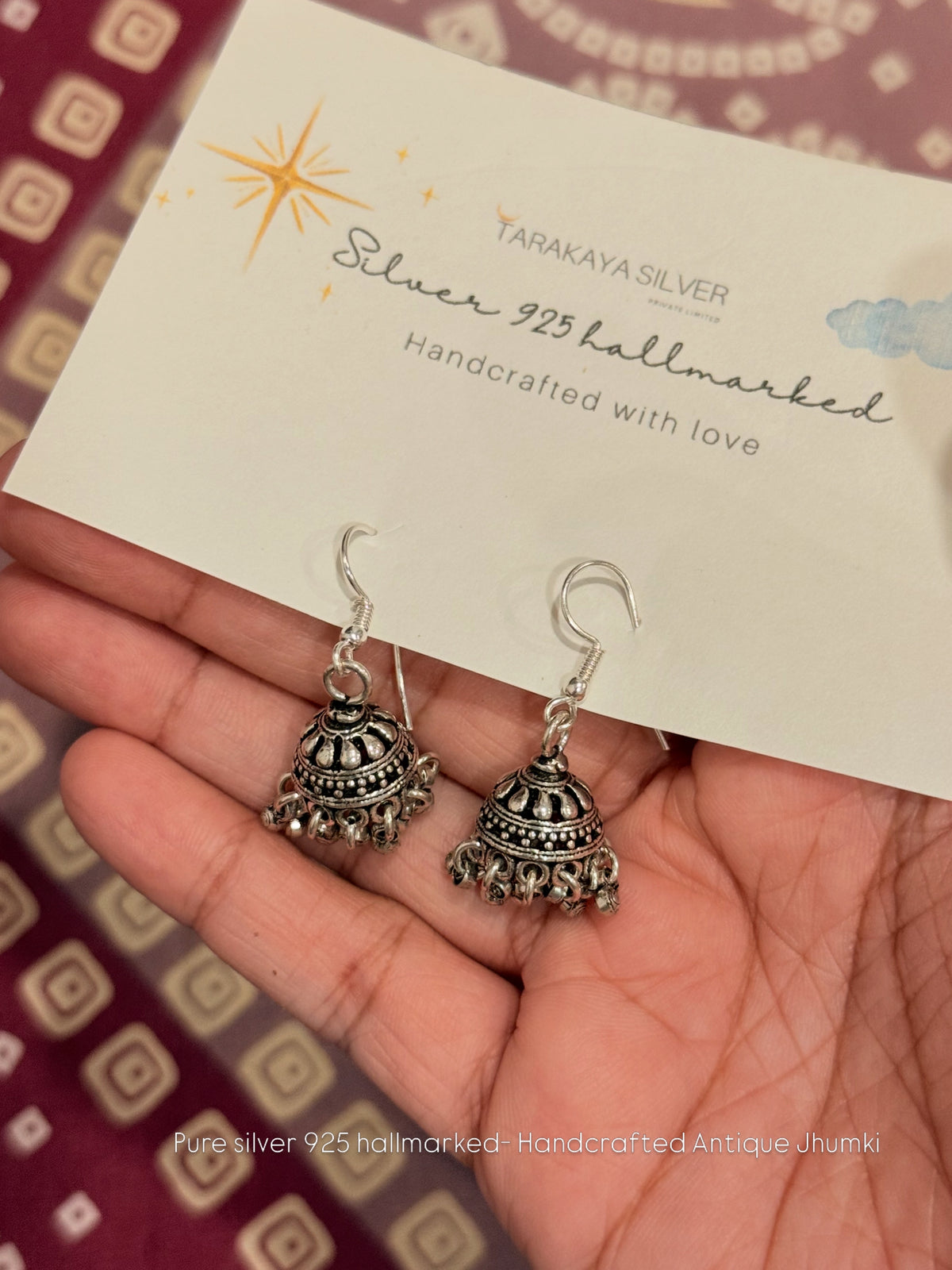 925 Sterling Silver Antique Classic Jhumki