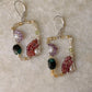 925 Sterling Silver Wire Wrap Contemporary Style Handcrafted Natural Crystals Lever Back Earrings