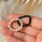 Natural Crystal Stretchy Black Spinel 3-4mm & Fresh Water Pearl Rings