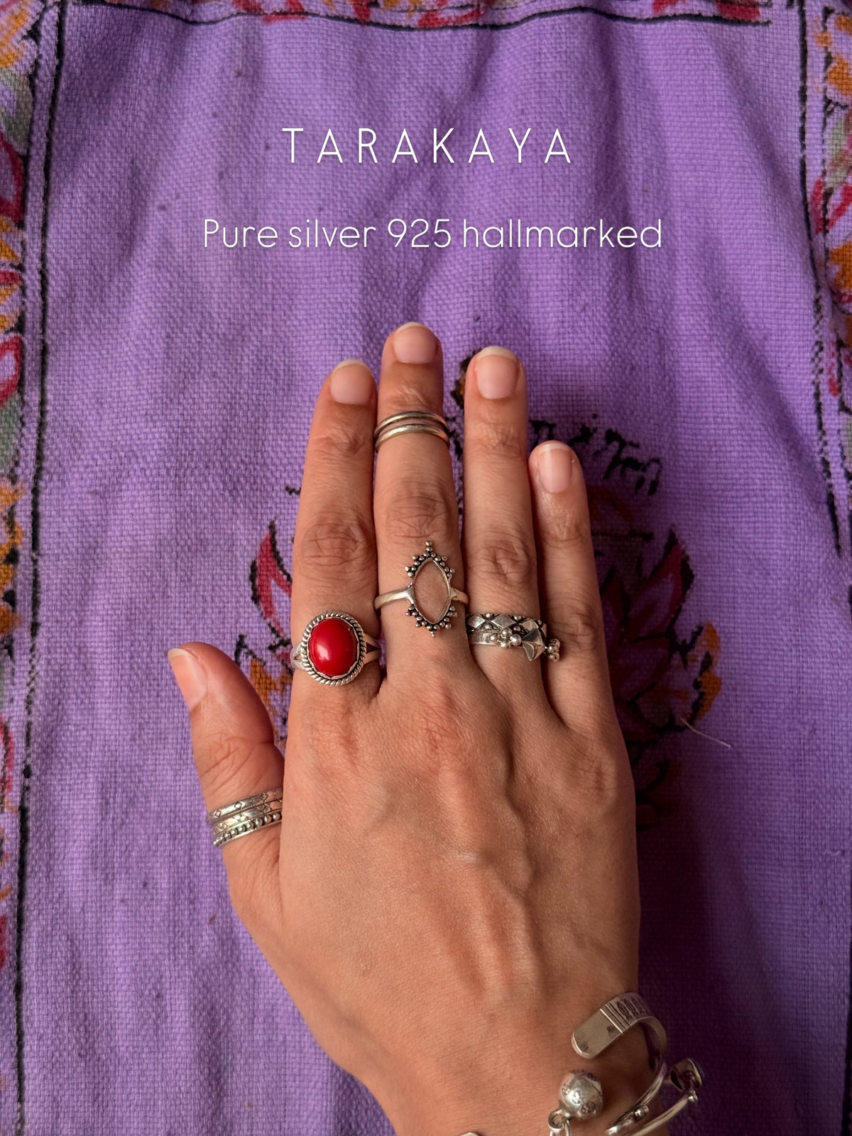 925 Sterling Silver Tribal Rawa Almond Ring
