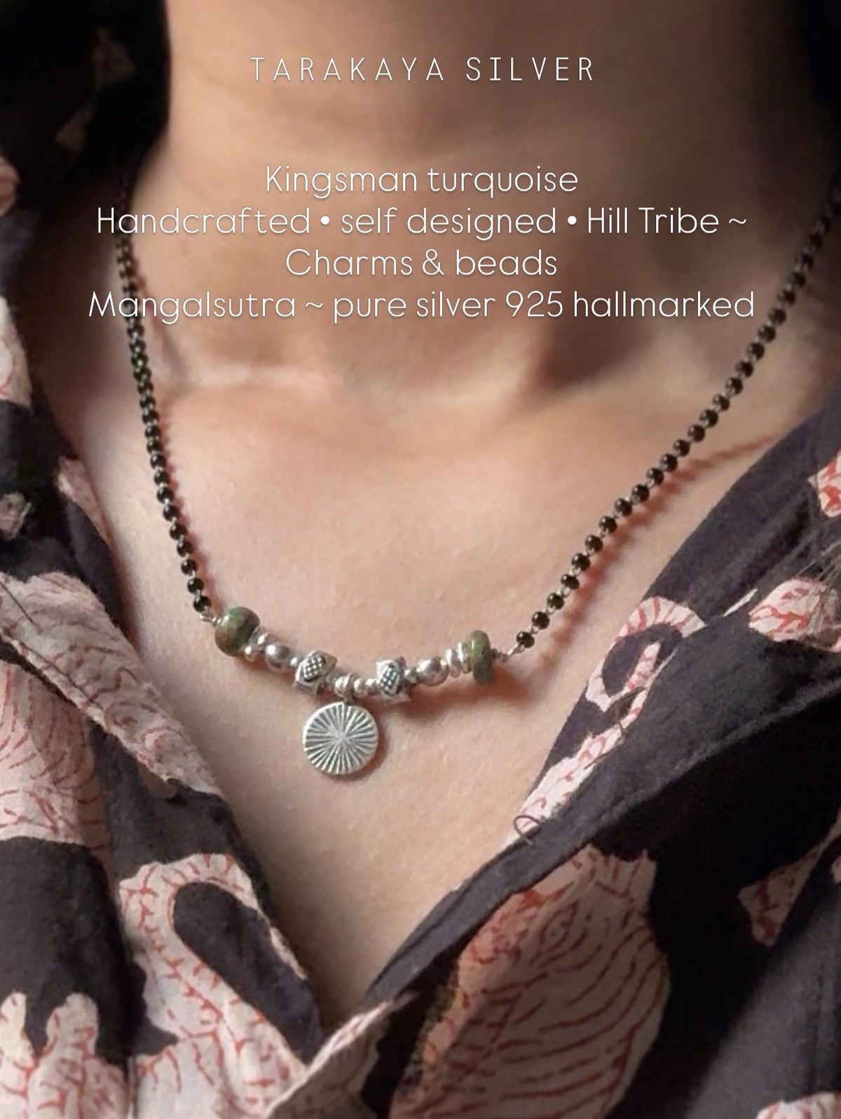 925 Sterling Silver Coin Kingsman Turquoise Boho Mangalsutra
