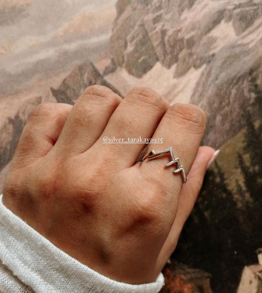 Mountain-Inspired Stackable Silver Ring