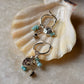 925 Sterling Silver Larimar , Turquoise , Dalmatian Jasper With Paper Clip Chain, Handcrafted Rustic Hoops Earrings