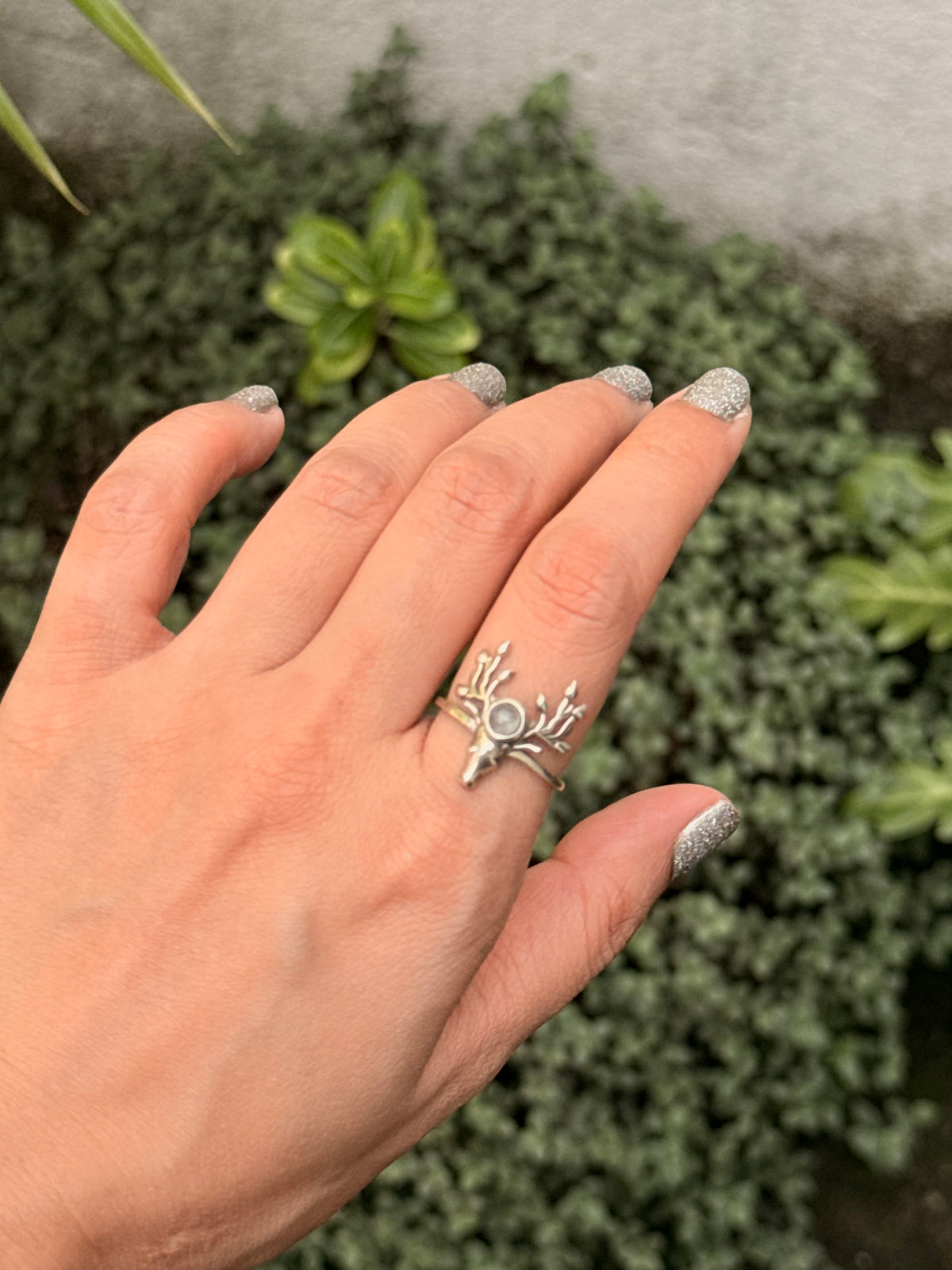925 Sterling Silver Antler Moonstone Ring