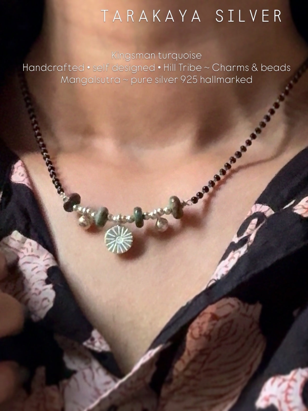 925 Sterling Silver Coin Kingsman Turquoise Ghungroo Handcrafted One of a Kind Hill Tribe - Boho Style Mangalsutra