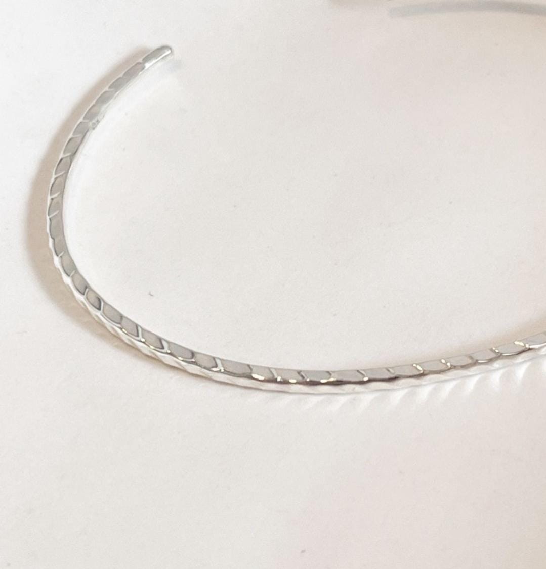 Hammered Silver Kada Bracelet for Stacking