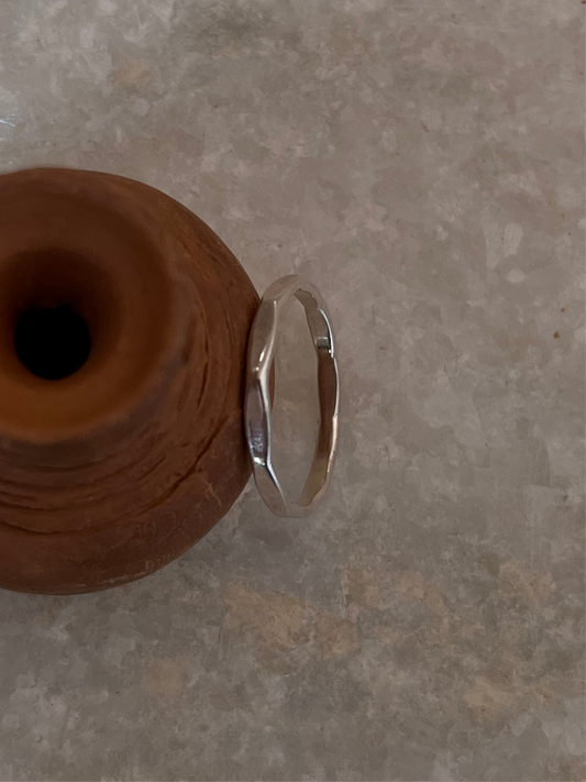 Hammered Band Stackable 925 Sterling Silver Ring