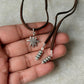 925 Sterling Silver Hemp Charm & Tribal Chunky Charm Tassel Leather Dark Brown Leather Cord Necklace