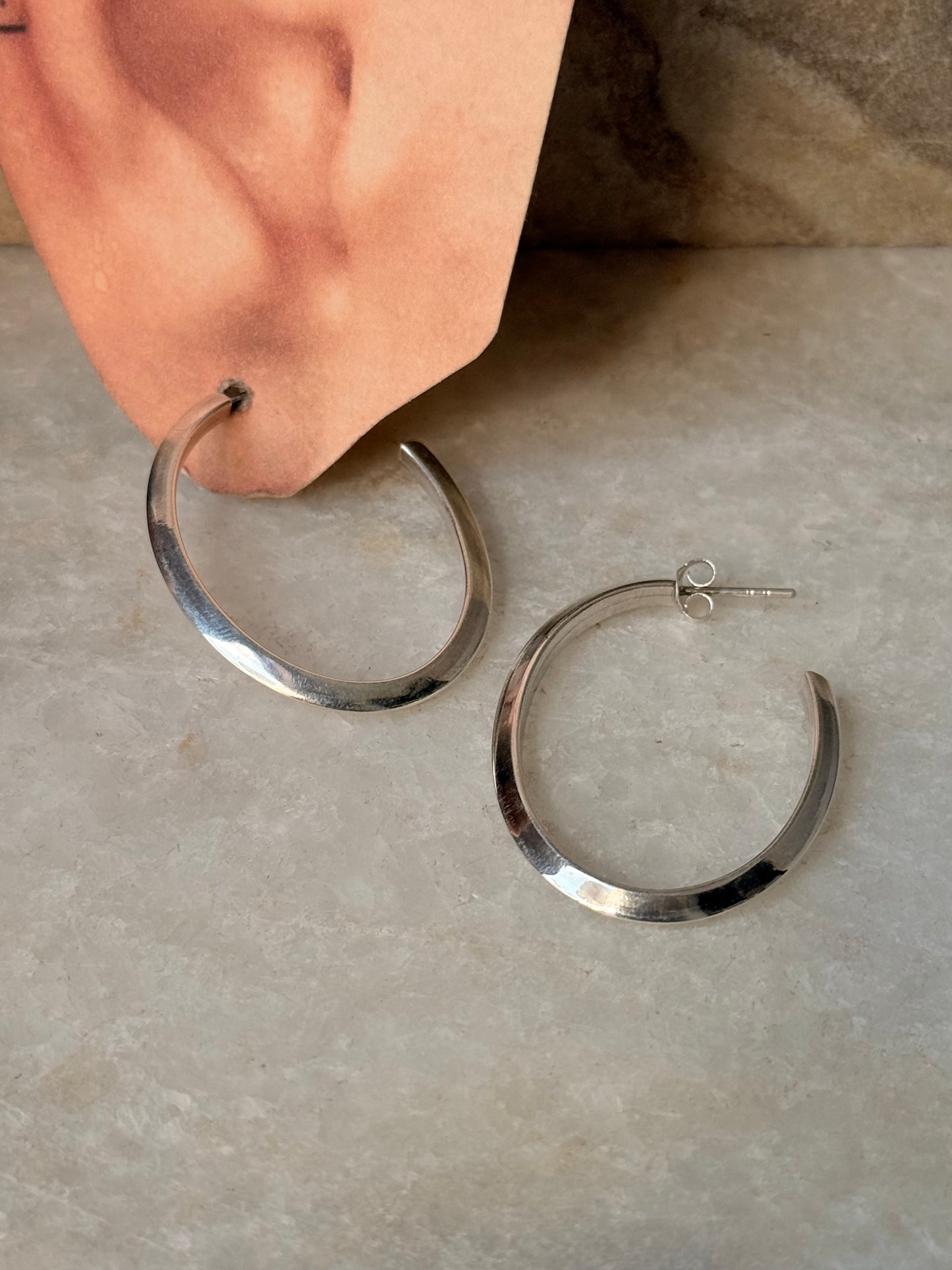 925 Sterling Silver Chunky Italian U Statement Half Hoops