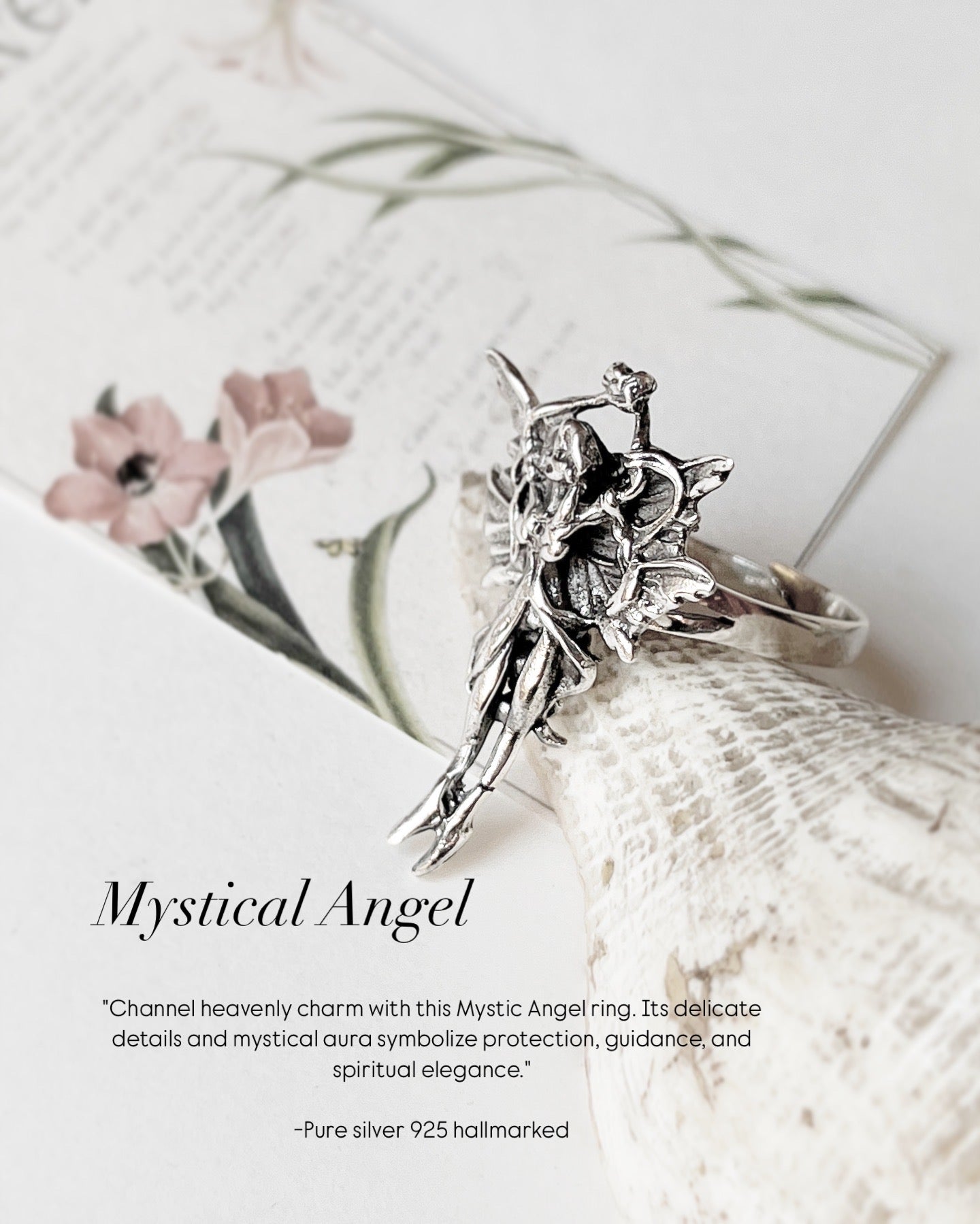 Mystical Angel Adjustable 925 Sterling Silver Ring