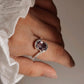 Faceted Amethyst Silver Ring with Cross Band Detail