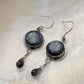 925 Sterling Silver Round Kyanite & Iolite Drop Gothic Rustic Handcrafted Hook Earrings