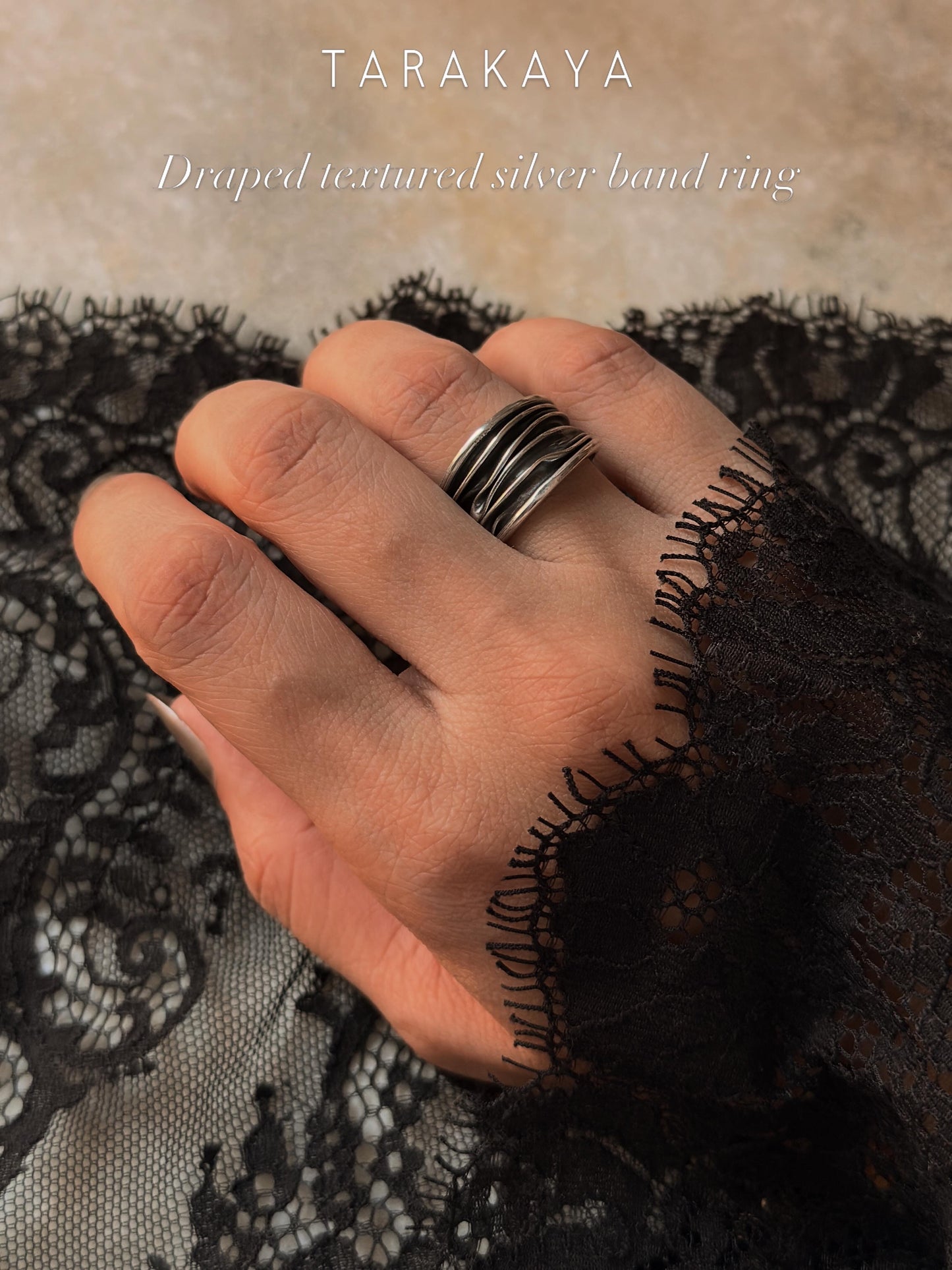 925 Sterling Silver Draped Textured Band Ring