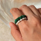 Natural Crystal Stretchy Malachite Flat 3-4mm & Fresh Water Pearl Rings