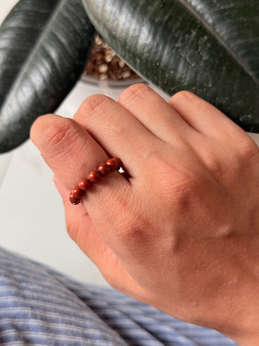 Natural Crystal Red Jasper 4mm Stretchy Rings