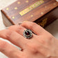 925 Sterling Silver Garnet Oval Flower Boho Ring