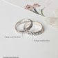 Vintage motif stack set silver ring with thin and medium bands  