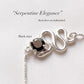 Black Onyx Serpent Minimal Silver Bracelet