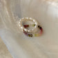 Natural Crystal Stretchy Multi Tourmaline Box & Fresh Water Pearl Rings