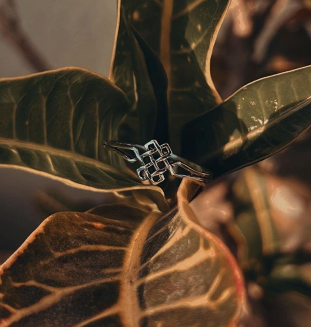 Silver Celtic Knot Ring with Karma Meaning