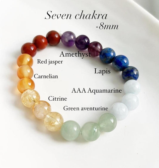Seven Chakra Natural Crystal Bracelet 8MM