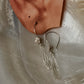 925 Sterling Silver Clear Quartz Drop Carved Charm Silver Floral Hook Handcrafted Earrings