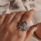 Magical fairy in forest silver ring with a whimsical and refined finish