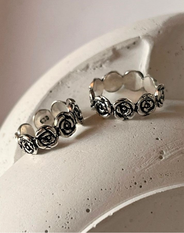 925 Sterling Silver Roses Band Pure Toe Ring