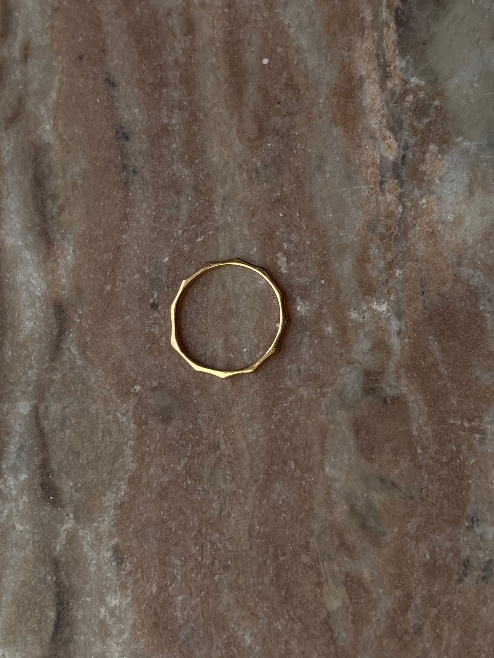 Gold Vermeil Star Shaped Hammered Stack Band Ring
