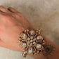 925 Sterling Silver Gold Plated Antique Moissanite Polki Statement Cuff Bracelet