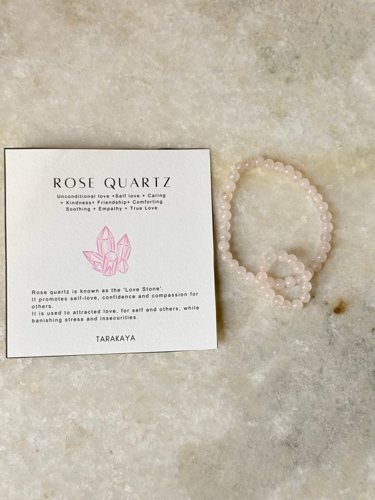 Rose Quartz 4mm Natural Crystal Stretchy Rings & Bracelet