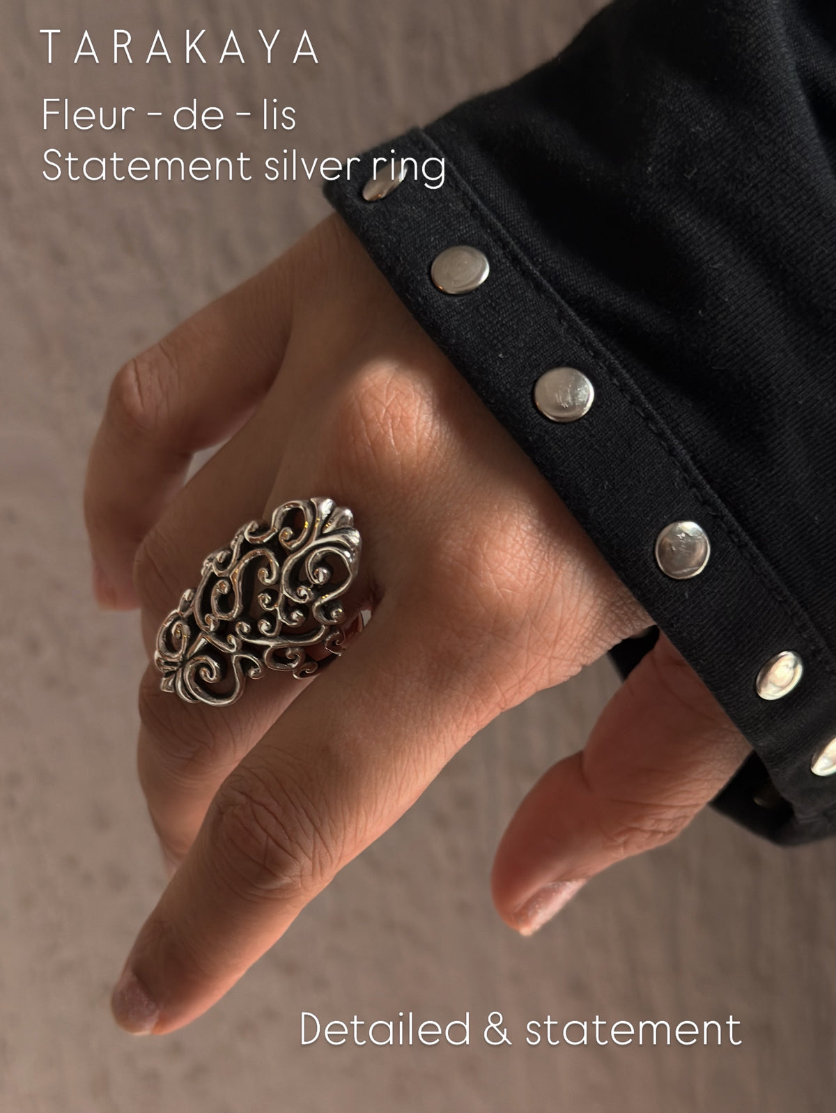 925 Sterling Silver Vintage Statement Fleur De Lis Ring