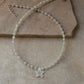 Natural Aquamarine, Shiny Pearls & Mother of Pearl Starfish 925 Sterling Silver Necklace