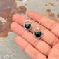 925 Sterling Silver Black Onyx Half Round Rustic Contemporary Style Hook Earrings