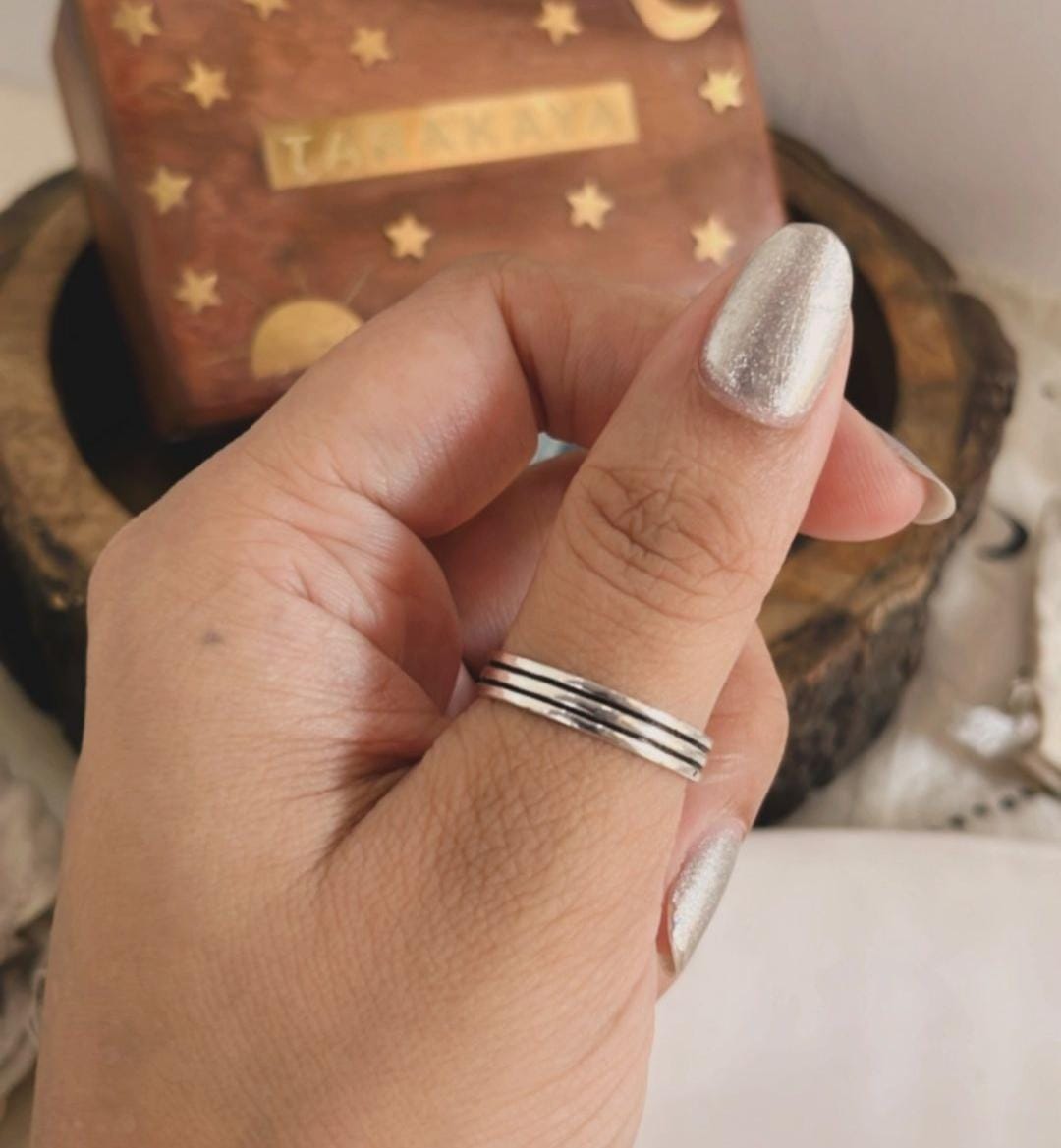 925 sterling silver three stack band ring