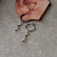 925 Sterling Silver Hessonite 2mm Fresh Water Pearl Hoops Earrings