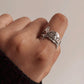 Sterling silver ring featuring a horizontal tortoise motif