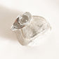 Clear quartz round boho silver ring with intricate detailing