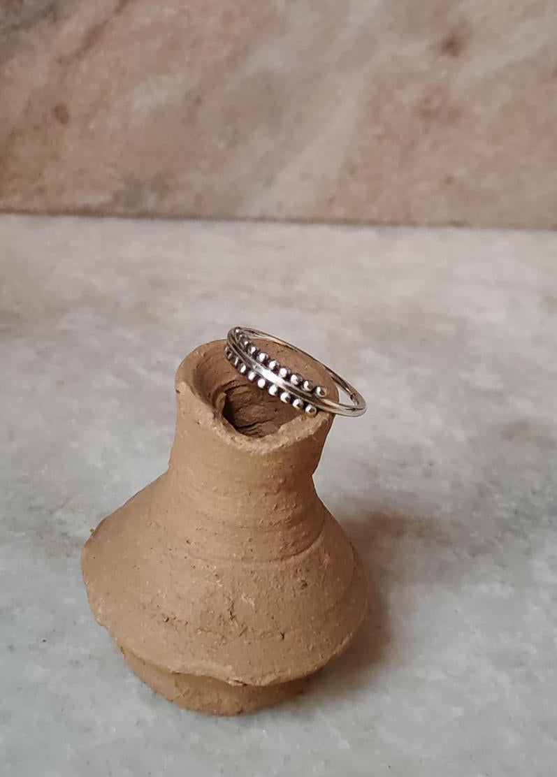 925 Sterling Silver Double Rawa Half Band Ring