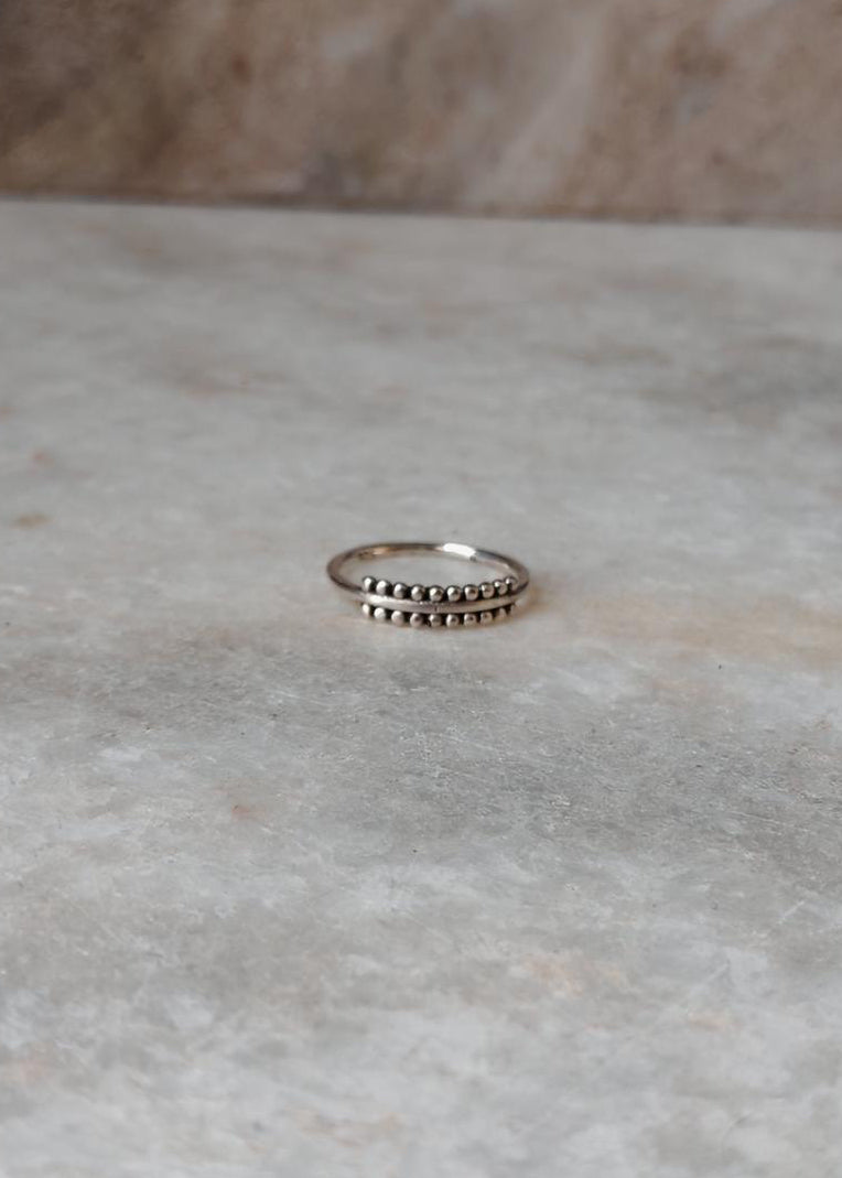 925 Sterling Silver Double Rawa Half Band Ring
