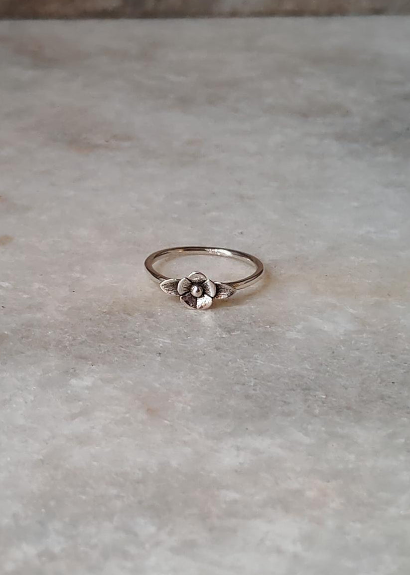 925 Sterling Silver Flower Leaf Ring