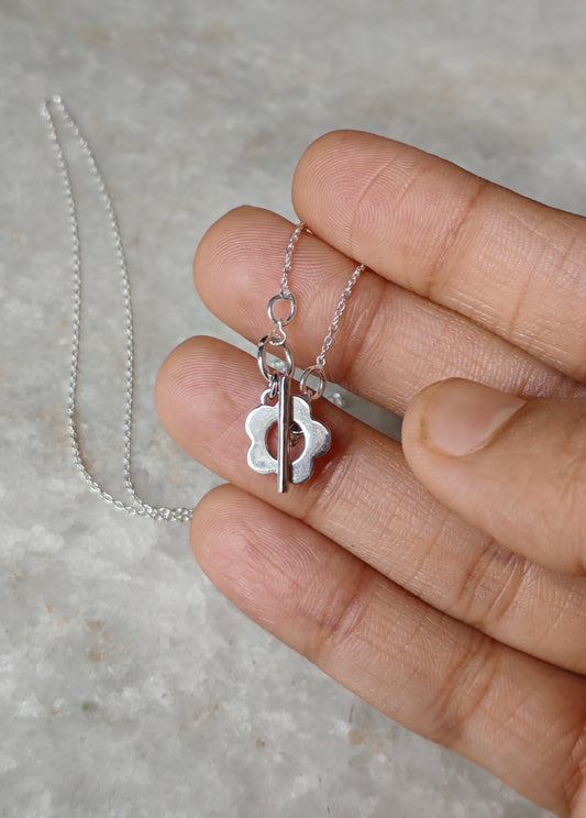 925 Sterling Silver Flower Lock Handcrafted Necklace