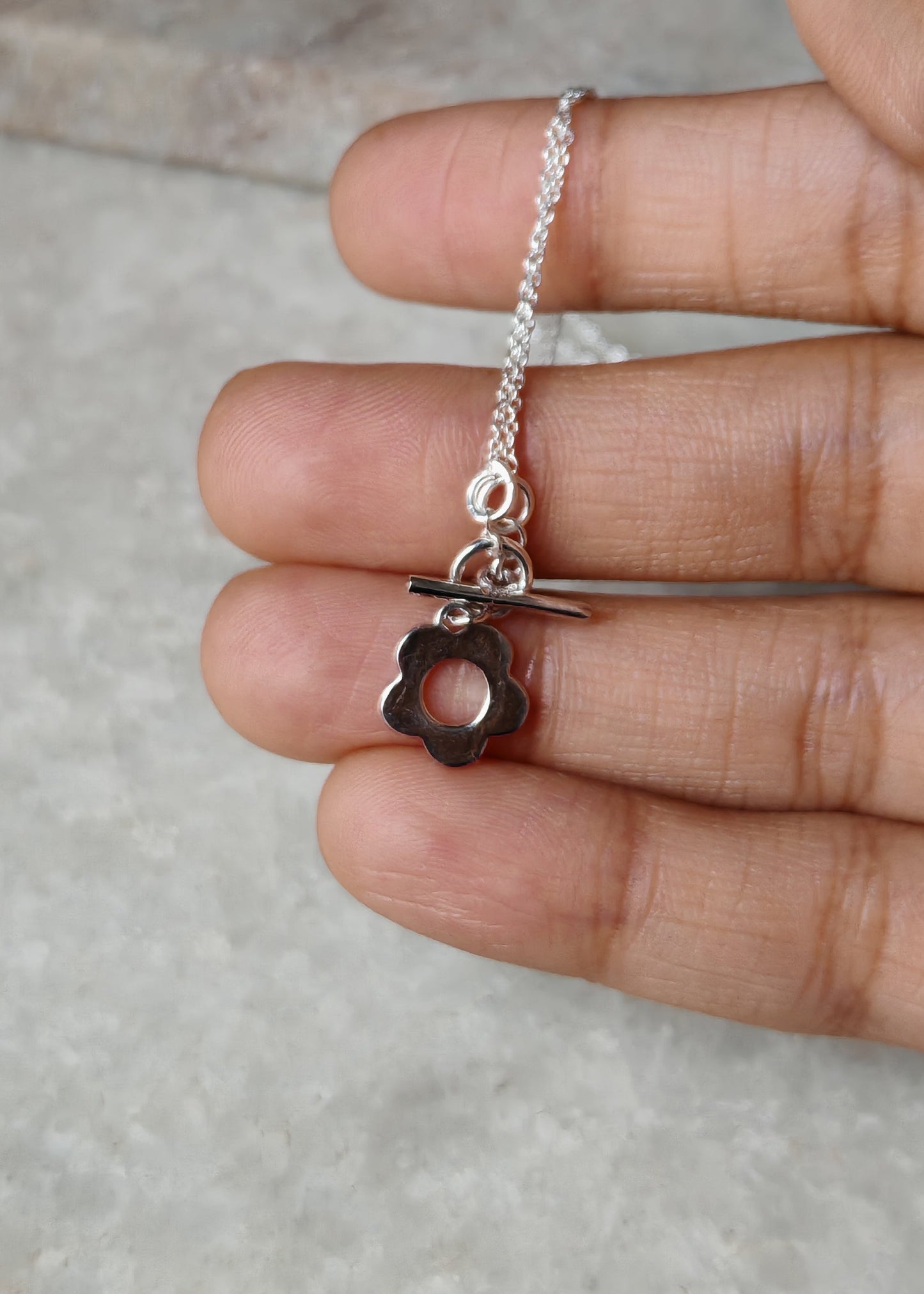 925 Sterling Silver Flower Lock Handcrafted Necklace