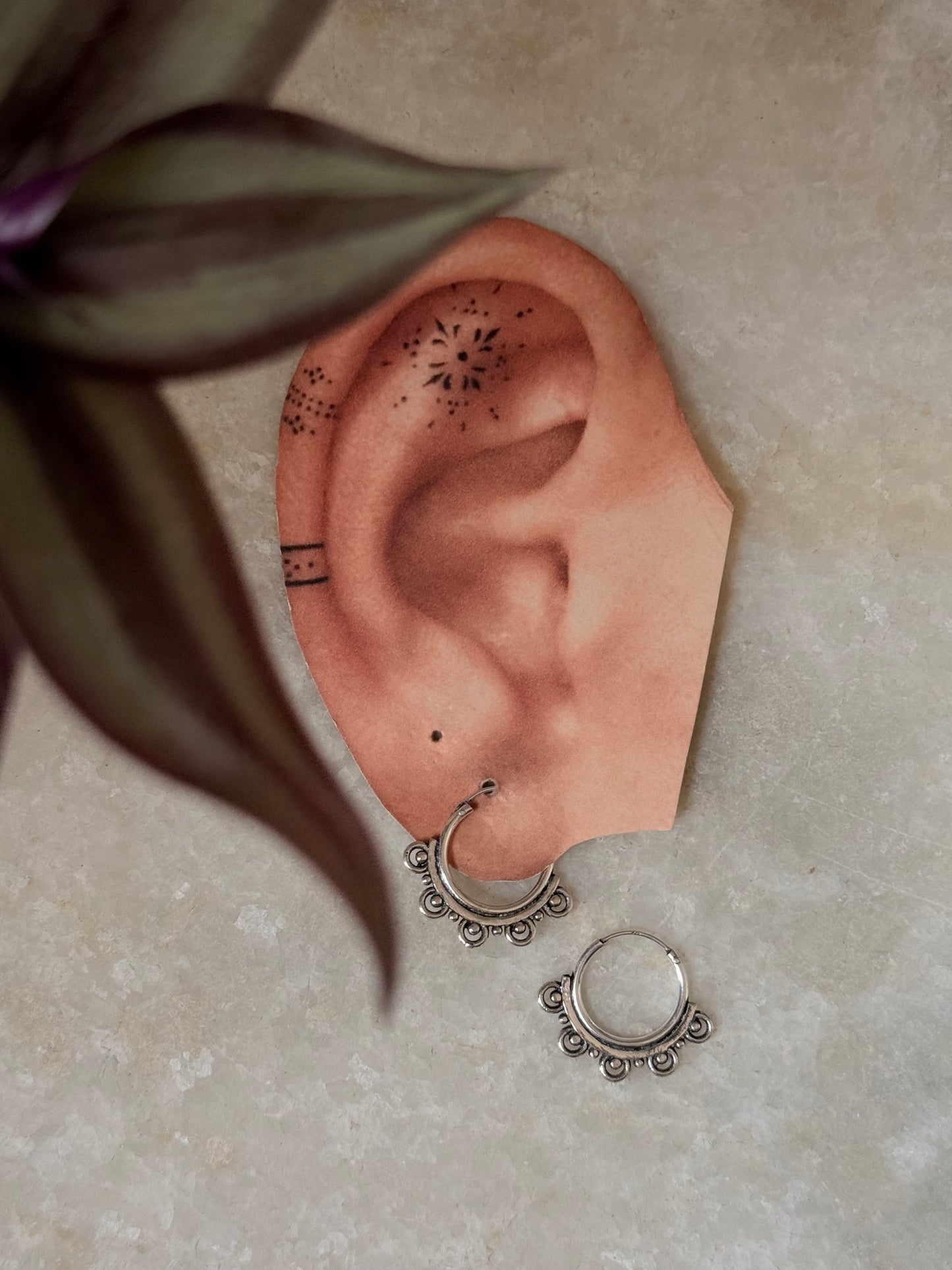 925 Sterling Silver Tribal Hoops Earrings Design 3